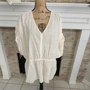 LANE Bryant embroidered‎ peplum ruched shoulder tunic plus size 22/24 3X NEW